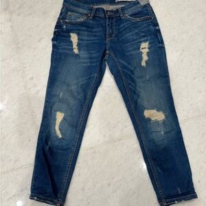 Zara Blue Distressed Boyfriend Jeans